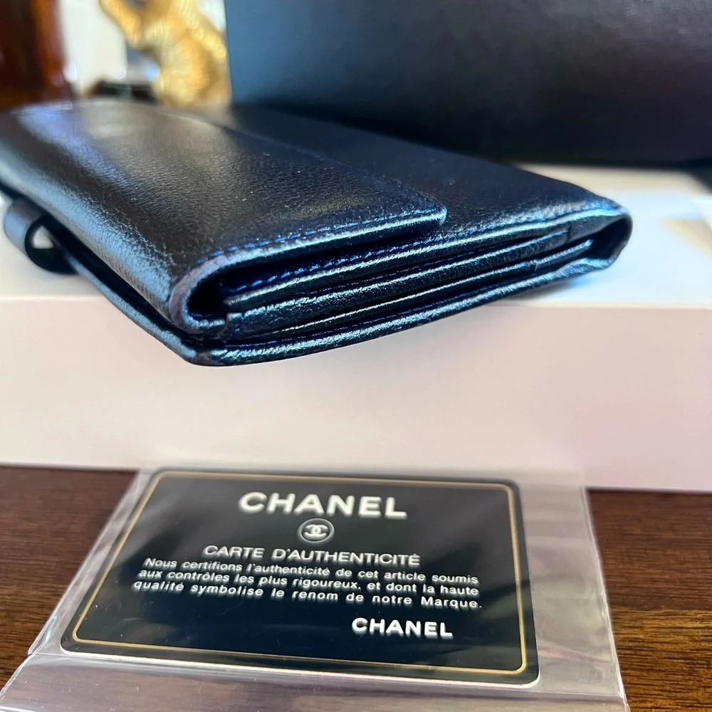 CHANEL Rose Empreinte Leather Wallet with Box and Card